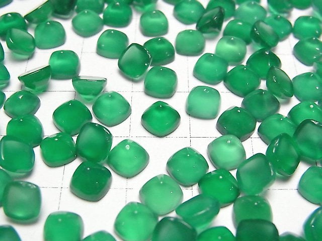 Hochwertiger grüner Onyx AAA Zuckerlaib geschnitten 6x6mm 4Stücke