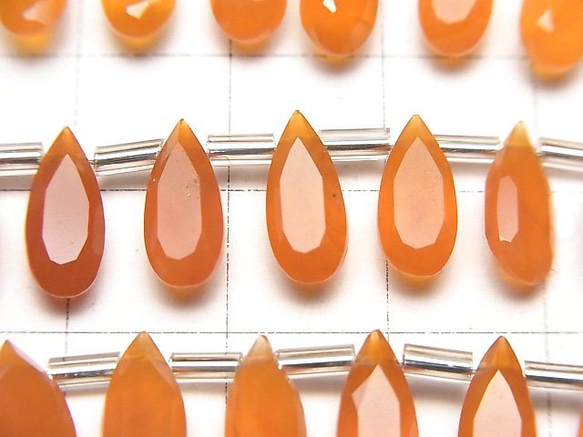 高品質紅玉髓 AAA 梨形刻面 12x5mm 半串或 1 串珠子 (18 顆)