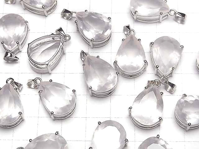 Hochwertiger Rosenquarz AAA Tropfenform Facettiert Anhänger 18x13mm Silber925