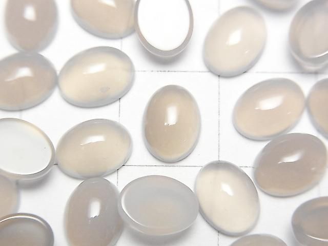 灰色縞瑪瑙 AAA 橢圓蛋面 8x6mm 10顆