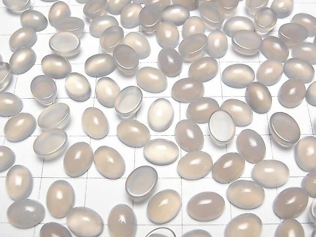 Grauer Onyx AAA Oval Cabochon 8x6mm 10 Stück