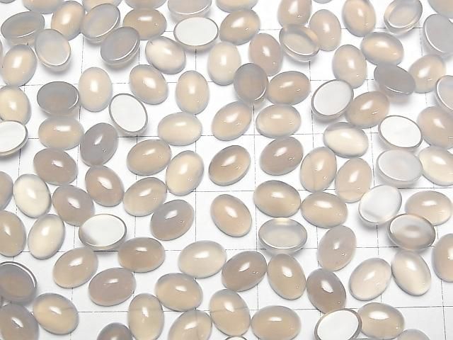 Grauer Onyx AAA Oval Cabochon 8x6mm 10 Stück
