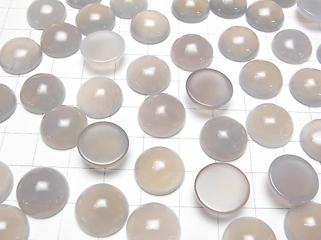 Gray Onyx AAA Round Cabochon 14x14mm 4pcs