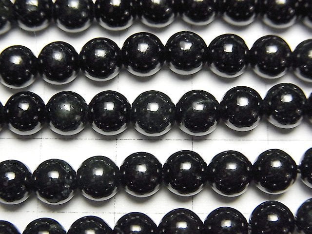 黑色硬玉圓珠 6mm 半串或一串 (約15英吋/36公分)