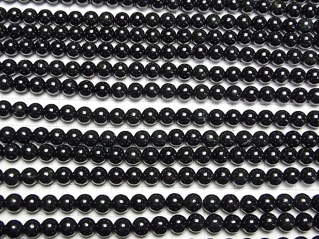 Schwarzer Omphacit Rund 6mm halbe oder 1Strang Perlen (ca. 15 Zoll/36 cm)