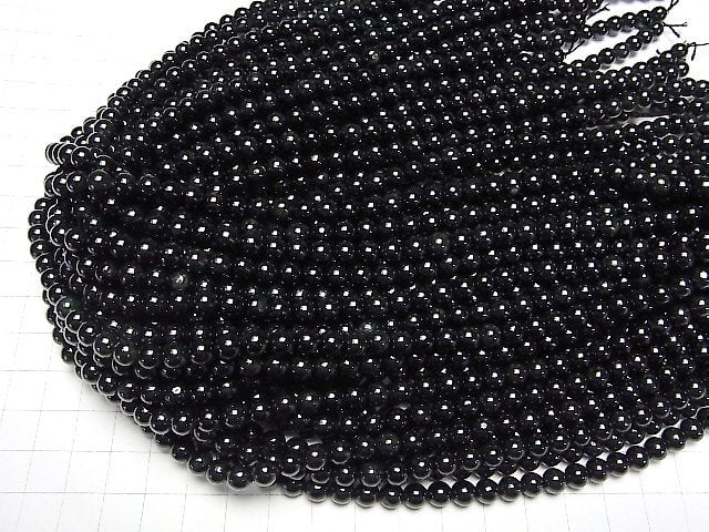 Schwarzer Omphacit Rund 6mm halbe oder 1Strang Perlen (ca. 15 Zoll/36 cm)