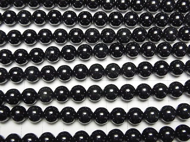 Schwarzer Omphacit Rund 8mm Halbe oder 1Strang Perlen (ca. 15 Zoll/37 cm)