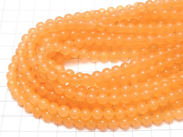 Orange Jade Round 6mm 1strand beads (aprx.14inch/35cm)
