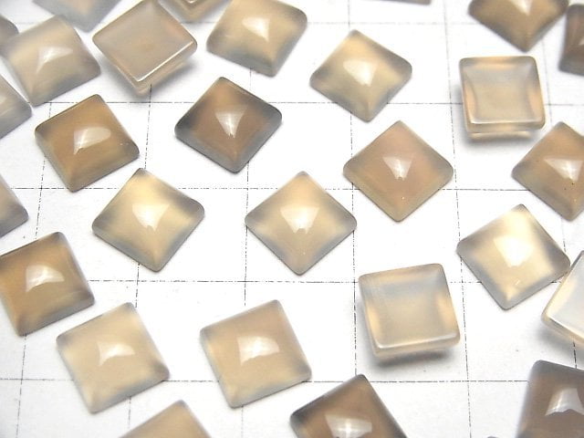 Grauer Onyx AAA Quadrat Cabochon 8x8mm 5 Stück