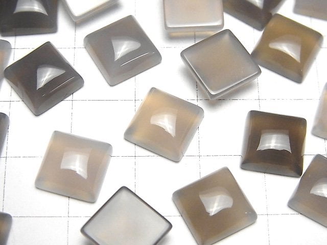 灰色縞瑪瑙 AAA 方形凸圓形戒面 10x10mm 5顆