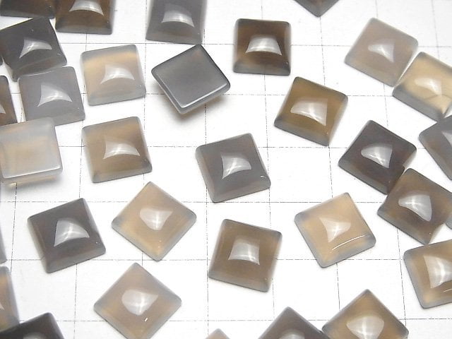 Grauer Onyx AAA Quadrat Cabochon 10x10mm 5 Stück
