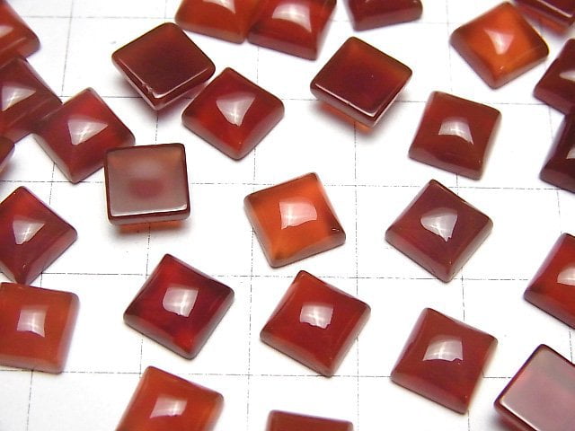 Roter Achat AAA Quadrat Cabochon 8x8mm 5 Stück