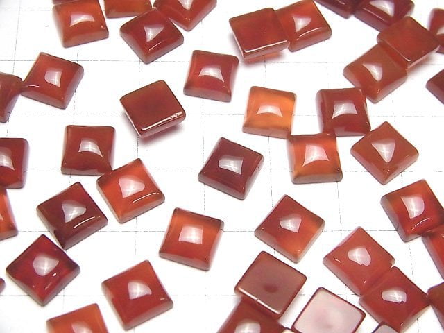 Roter Achat AAA Quadrat Cabochon 8x8mm 5 Stück