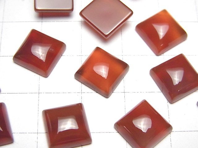 紅瑪瑙 AAA 方形素面凸圓形 10x10公釐 5顆