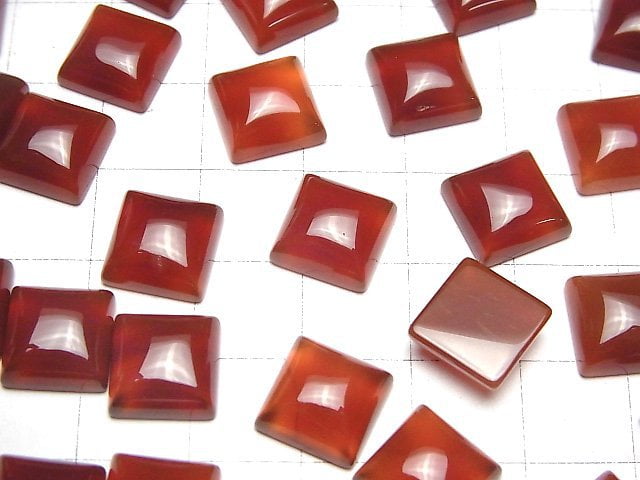 Roter Achat AAA Quadrat Cabochon 10x10mm 5 Stück
