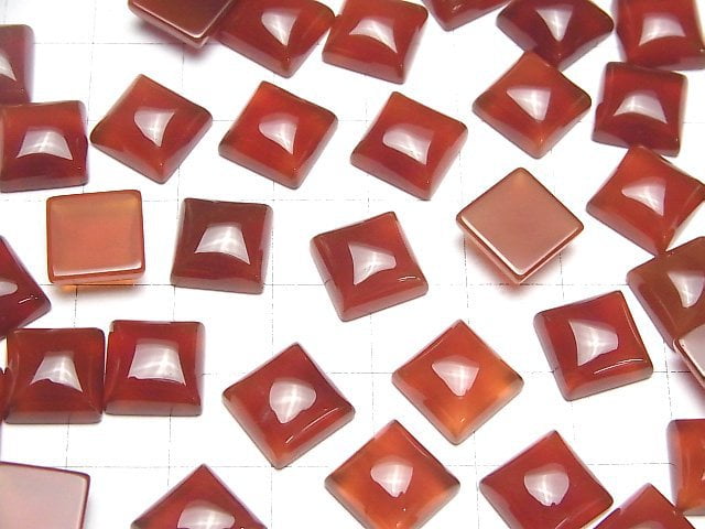 Roter Achat AAA Quadrat Cabochon 10x10mm 5 Stück