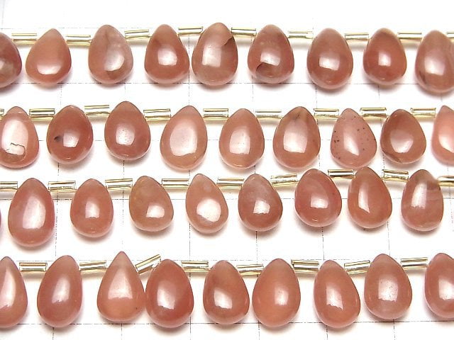 Peruanischer Rhodochrosit AA++ Birnenform (Glatt) halbe oder 1 Strang Perlen (ca. 7 Zoll/18 cm)