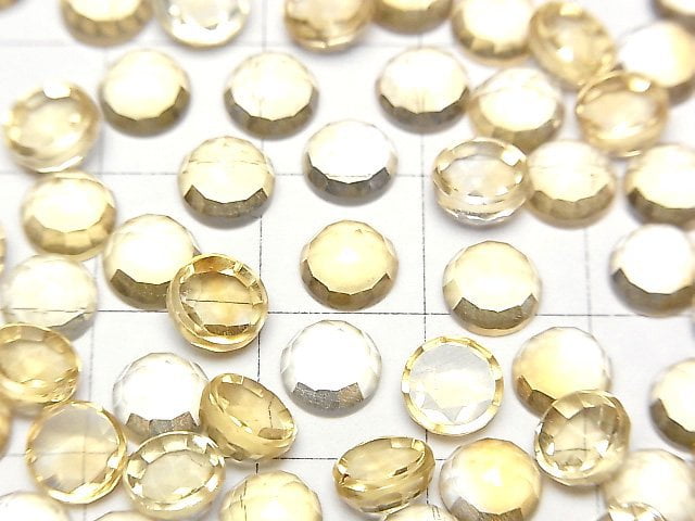 高品質黃水晶 AAA 圓形玫瑰切割 6x6公釐 3顆