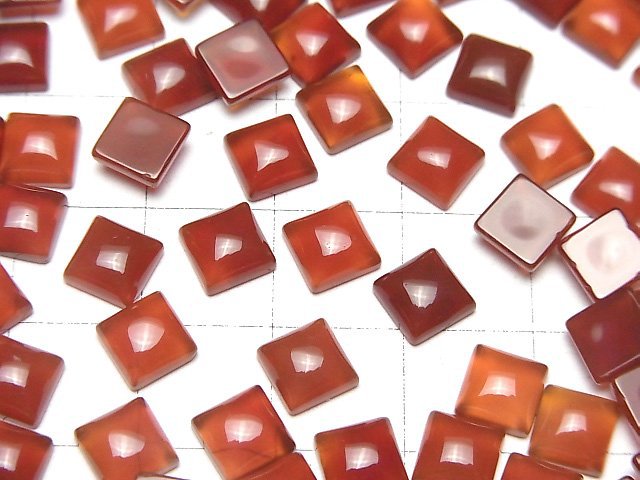 Roter Achat AAA Quadrat Cabochon 6x6mm 5Stück