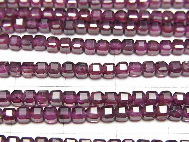 高品質!紫牙烏石榴石 AAA 立方體形狀 2.5x2.5x2.5mm 1串珠子(約15英吋/37公分)