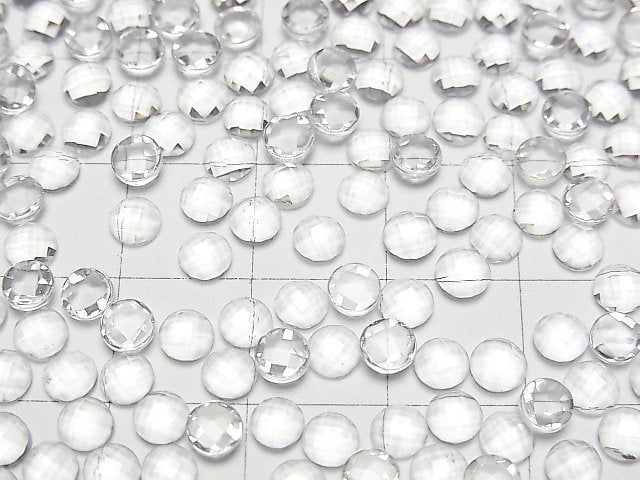 Hochwertiger Weißer Topas AAA Rund Facettierter Cabochon 4x4mm 10Stück