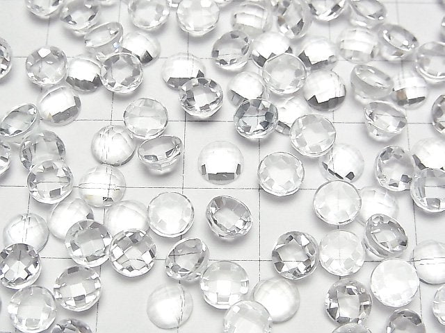 Hochwertiger Weißer Topas AAA Rund Facettierter Cabochon 6x6mm 4Stück