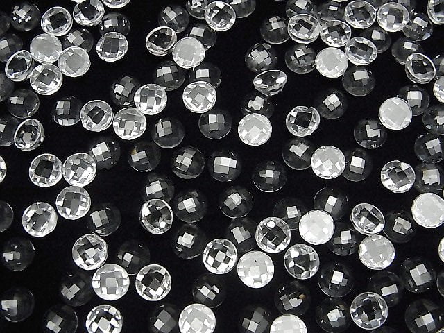Hochwertiger Weißer Topas AAA Rund Facettierter Cabochon 6x6mm 4Stück