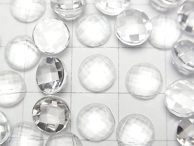 高品質白色托帕石 AAA 圓形刻面凸圓形 8x8mm 2顆