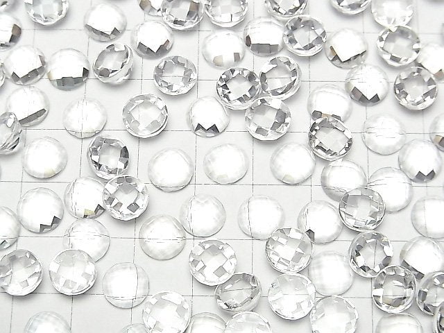 Hochwertiger Weißer Topas AAA Rund Facettierter Cabochon 8x8mm 2Stück