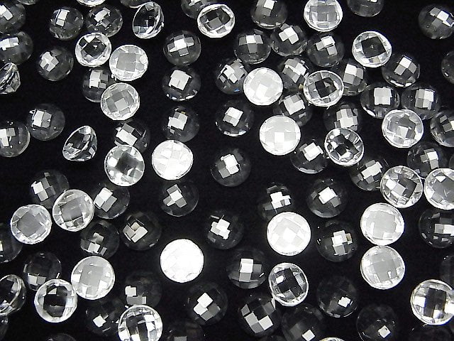 Hochwertiger Weißer Topas AAA Rund Facettierter Cabochon 8x8mm 2Stück
