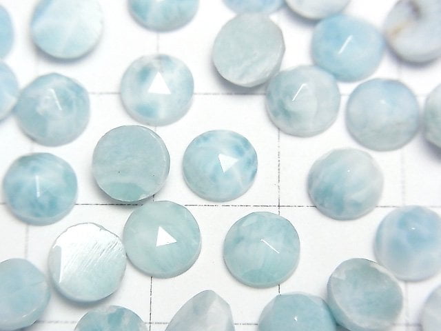 海紋石(拉利瑪)方解石 AA+ 圓形玫瑰切割 6x6mm 3顆