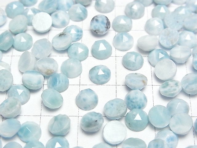 Larimar Pectolith AA+ Rund Rose Cut 6x6mm 3 Stück