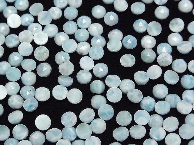 Larimar Pectolith AA+ Rund Rose Cut 6x6mm 3 Stück