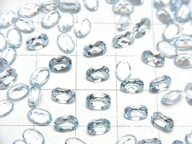 Hochwertiger Himmelblauer Topas AAA Lose Stein Oval Facettiert 6x4mm 10 Stück
