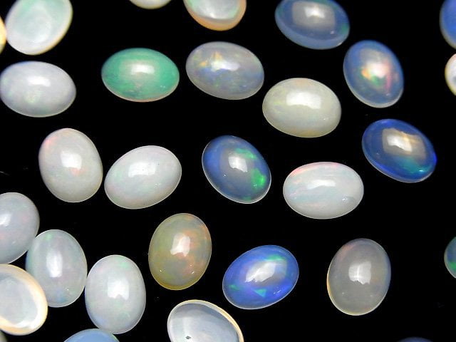 Hochwertiger äthiopischer Opal AA++ Oval Cabochon 8x6mm 3 Stück