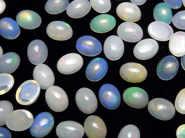 Hochwertiger äthiopischer Opal AA++ Oval Cabochon 8x6mm 3 Stück