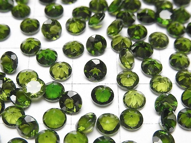 Hochwertiger Chromdiopsid AAA lose Steine rund facettiert 5x5mm 2 Stück