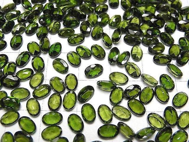 Hochwertiger Chromdiopsid AAA lose Steine oval facettiert 6x4mm 2 Stück