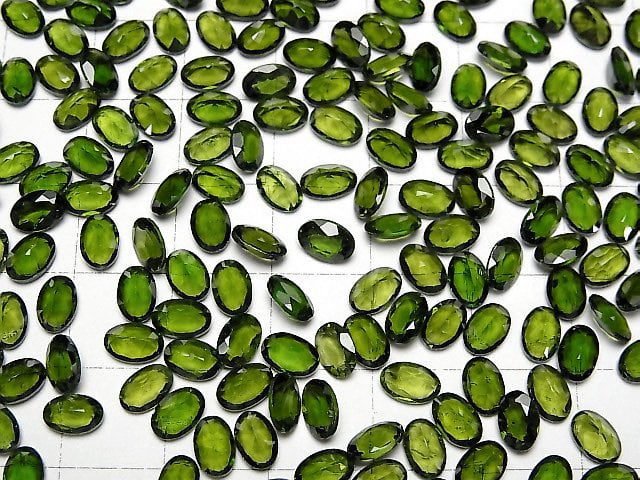 Hochwertiger Chromdiopsid AAA lose Steine oval facettiert 6x4mm 2 Stück
