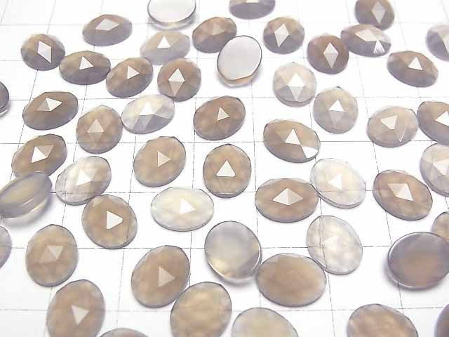 Grauer Onyx Oval Rose Cut 10x8mm 4Stück