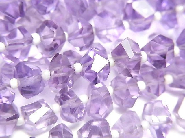 高品質紫水晶 AAA 切面隨形半串或 1 串珠子(約 7 英吋/18 公分)