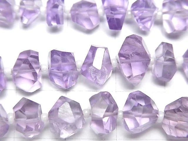 高品質紫水晶 AAA 切面隨形半串或 1 串珠子(約 7 英吋/18 公分)