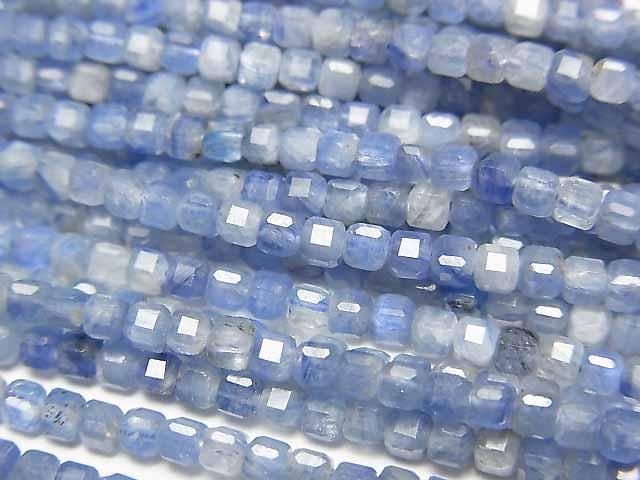 高品質!藍晶石 AA++ 立方體形 2.5x2.5x2.5mm 1串珠子(約15英吋/37公分)