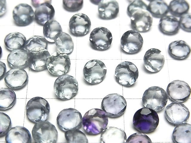 優質多色螢石 AAA 刻面圓珠 5x5毫米 3顆