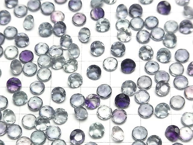 Hochwertiger mehrfarbiger Fluorit AAA lose Stein rund facettiert 5x5mm 3 Stück