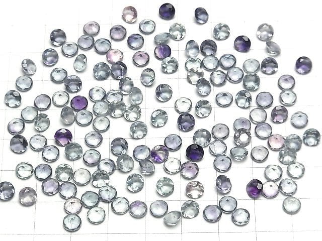Hochwertiger mehrfarbiger Fluorit AAA lose Stein rund facettiert 5x5mm 3 Stück