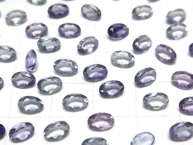 Hochwertiger mehrfarbiger Fluorit AAA lose Stein oval facettiert 6x4mm 5 Stück
