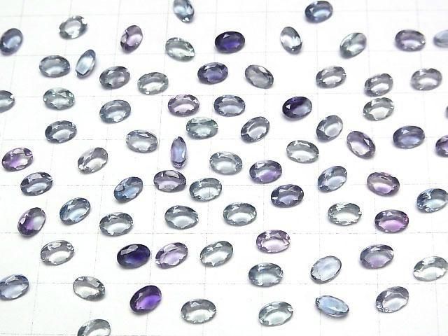 Hochwertiger mehrfarbiger Fluorit AAA lose Stein oval facettiert 6x4mm 5 Stück