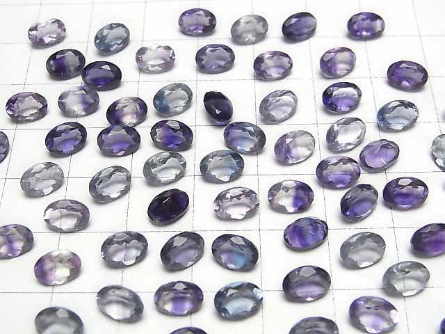 Hochwertiger mehrfarbiger Fluorit AAA lose Stein oval facettiert 7x5mm 3 Stück
