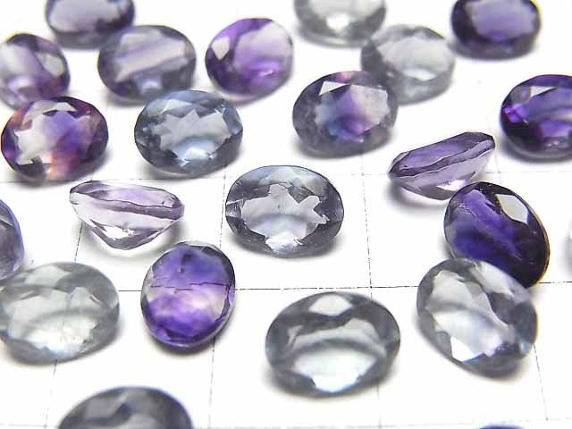 高品質多色螢石AAA 刻面橢圓形裸石 8x6mm 2顆